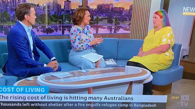 Single parent Renee Rainbow on ABC TV News Breakfast on struggling with low income support payment